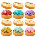 Glitter Dumpling Squishy Blind Box – 12 Cute Random Colours with Bamboo Steamer
