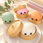 Kawaii Dumpling Squishy – Super Soft Slow-Rising Sensory Toy with Bamboo Steamer