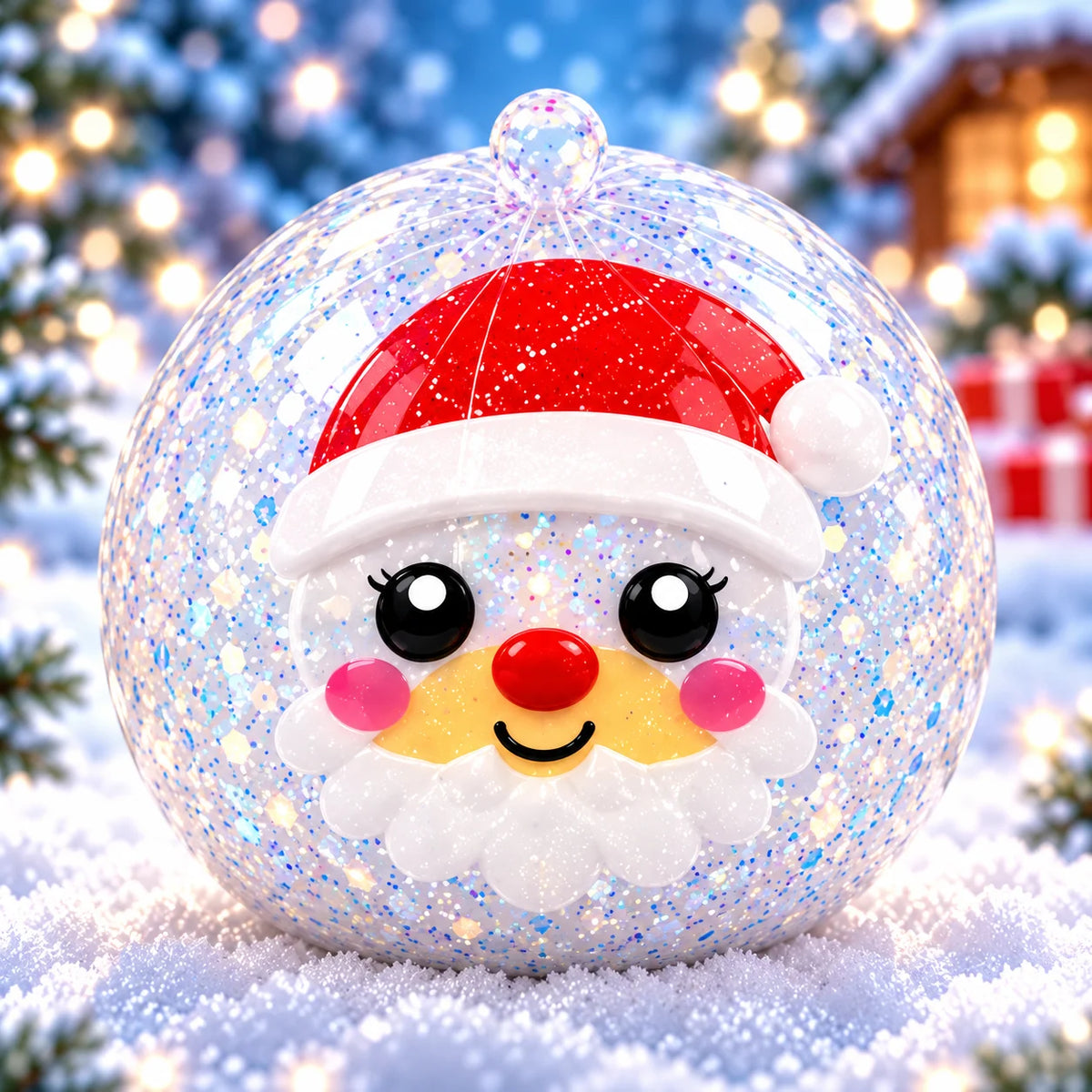 Santa-inspired squishy with red details and a glittery finish. My Squishy UK
