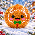 Golden gingerbread-style squishy with a green bow tie. My Squishy UK