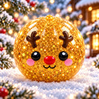 Golden reindeer squishy with antlers and glitter details. My Squishy UK