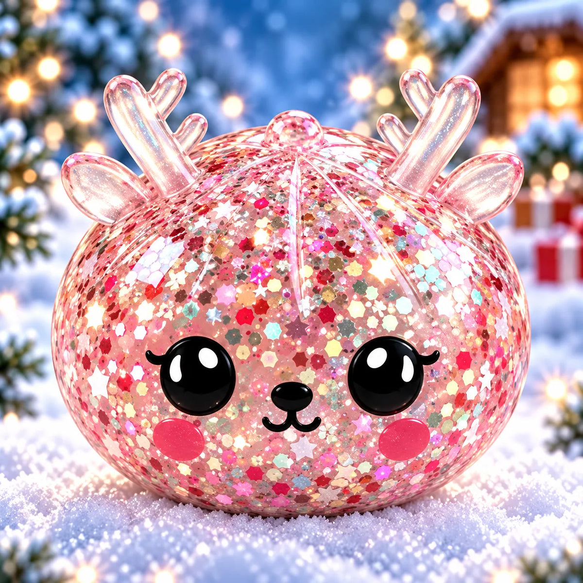 Christmas reindeer squishy with antlers and sparkling details. My Squishy UK