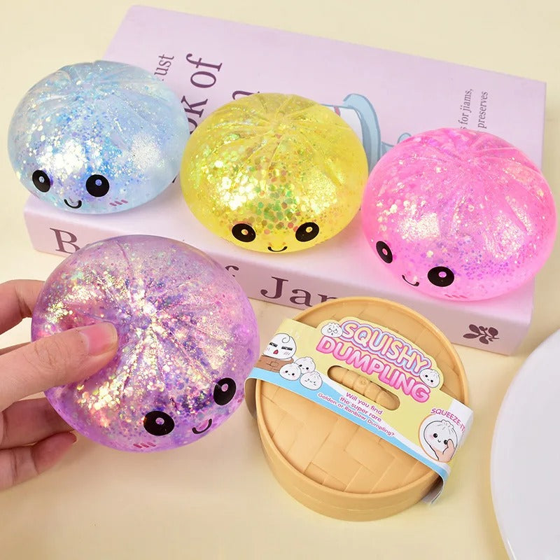 Mini Glitter Dumpling Squishy – Kawaii Steam Bun Stress Relief Toy