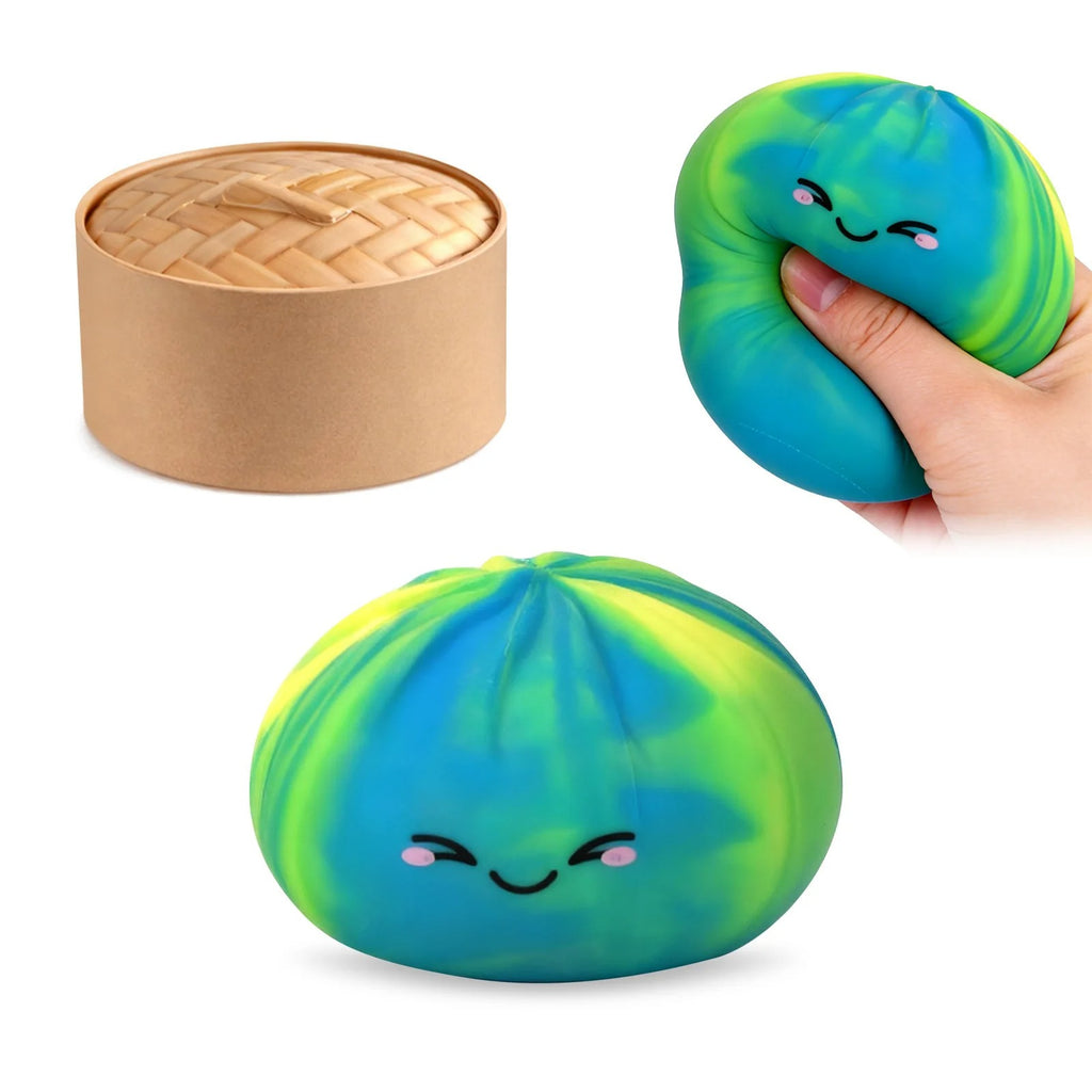 Rainbow Dumpling Squishy Set – 4 Super Soft Slow-Rising Kawaii Sensory Toys