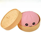 Kawaii Dumpling Squishy – Super Soft Slow-Rising Sensory Toy with Bamboo Steamer