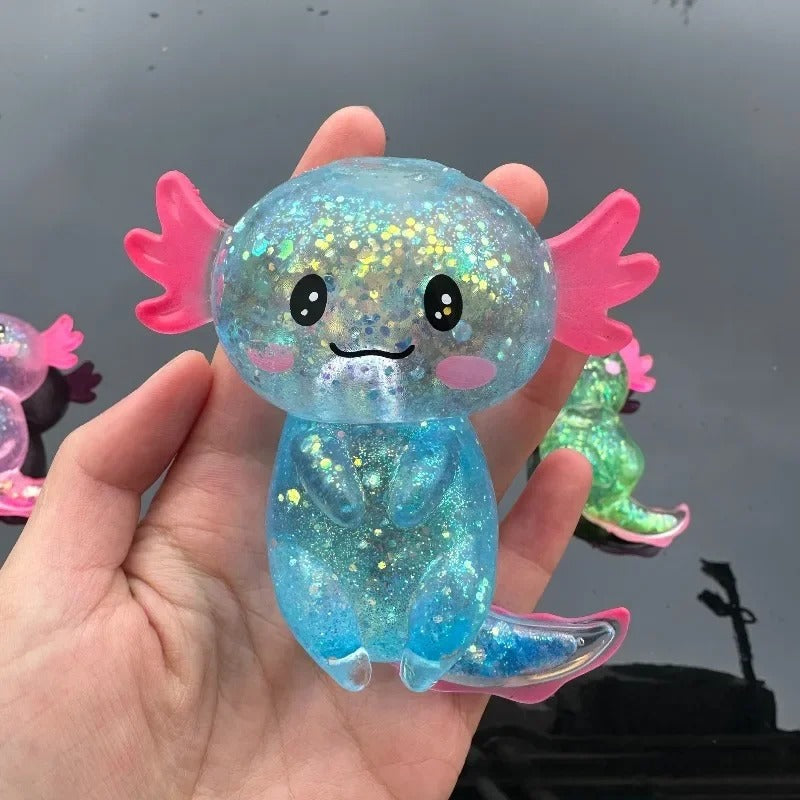 Glitter Axolotl Squishy Toy – Super Soft Kawaii Stress Relief Sensory Toy