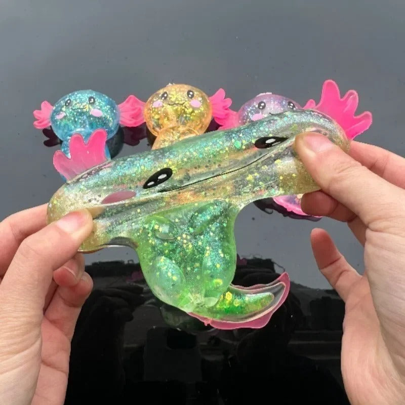 Glitter Axolotl Squishy Toy – Super Soft Kawaii Stress Relief Sensory Toy