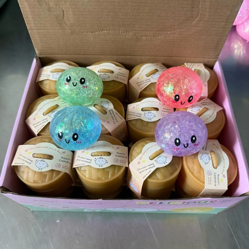 Mini Glitter Dumpling Squishy – Kawaii Steam Bun Stress Relief Toy
