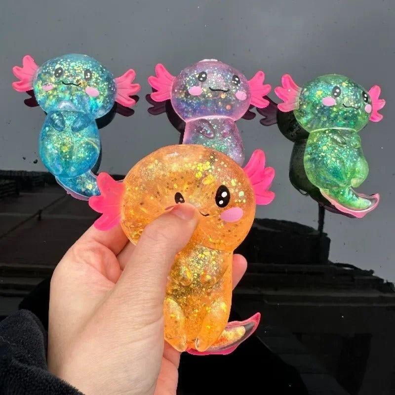 Glitter Axolotl Squishy Toy – Super Soft Kawaii Stress Relief Sensory Toy