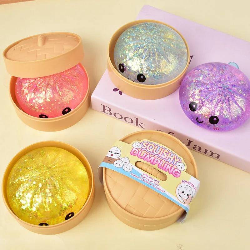 Mini Glitter Dumpling Squishy – Kawaii Steam Bun Stress Relief Toy