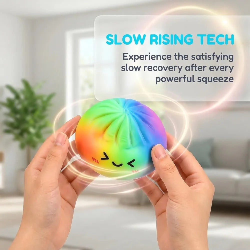 Rainbow Squishy Dumpling – Super Soft Slow Rising Kawaii Stress Relief Toy