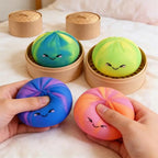 Rainbow Dumpling Squishy Set – 4 Super Soft Slow-Rising Kawaii Sensory Toys