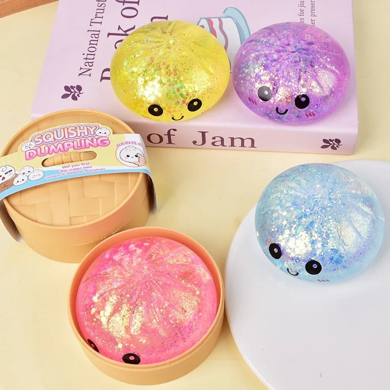 Mini Glitter Dumpling Squishy – Kawaii Steam Bun Stress Relief Toy
