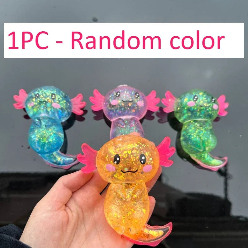 Glitter Axolotl Squishy Toy – Super Soft Kawaii Stress Relief Sensory Toy