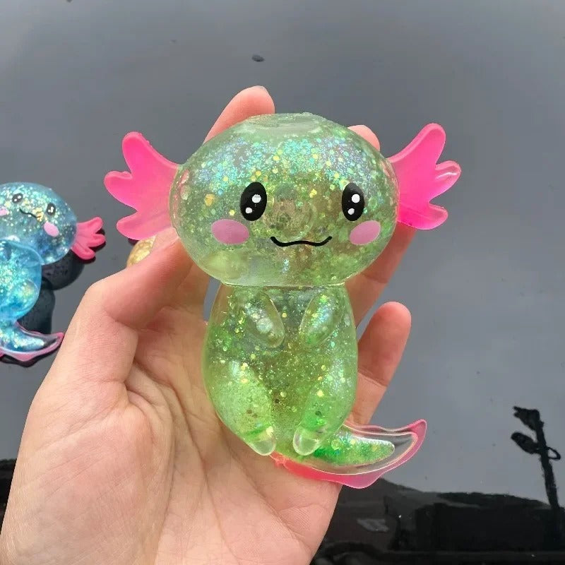 Glitter Axolotl Squishy Toy – Super Soft Kawaii Stress Relief Sensory Toy