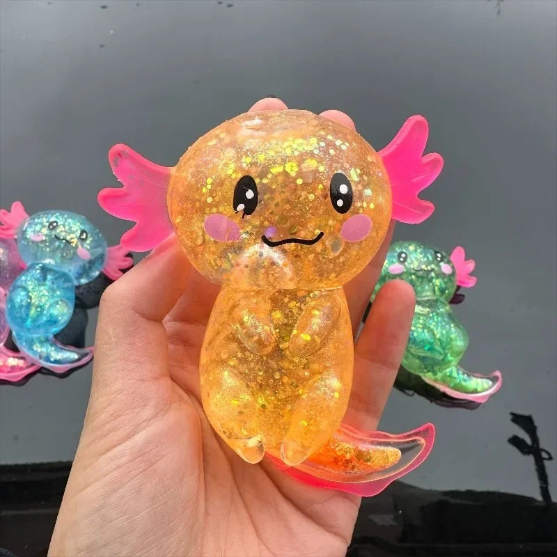 Glitter Axolotl Squishy Toy – Super Soft Kawaii Stress Relief Sensory Toy