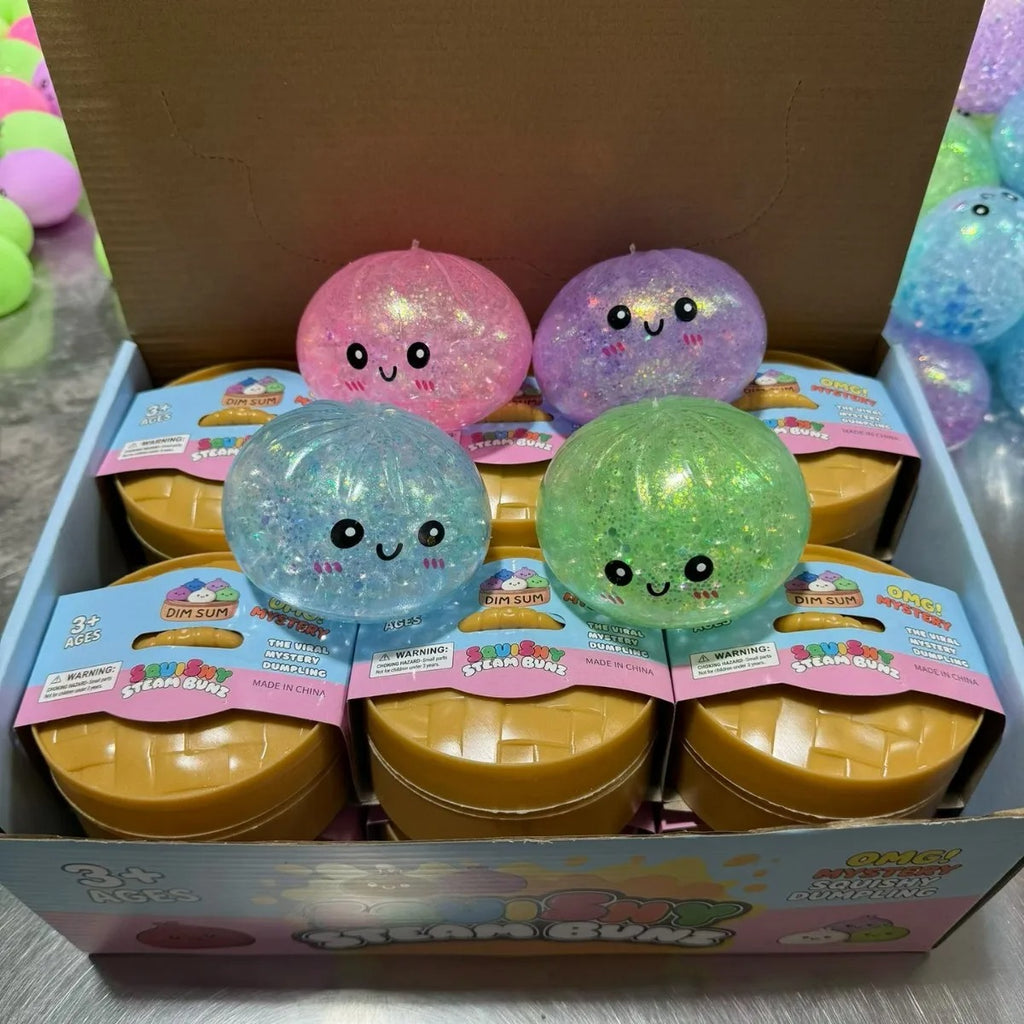 Mini Glitter Dumpling Squishy – Kawaii Steam Bun Stress Relief Toy