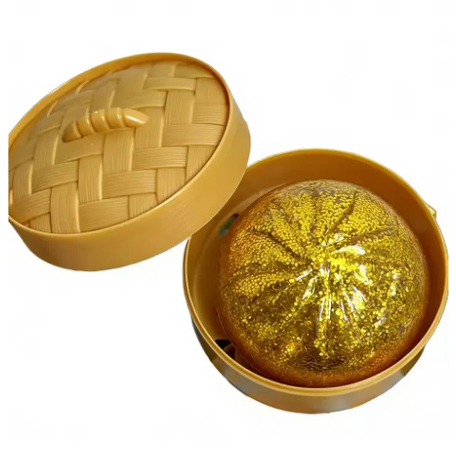 Glitter Dumpling Squishy Blind Box – 12 Cute Random Colours with Bamboo Steamer