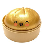 6 Colours Glitter Dumpling Squishy Set – Kawaii Slow Rising Sensory Toys with Bamboo Steamers