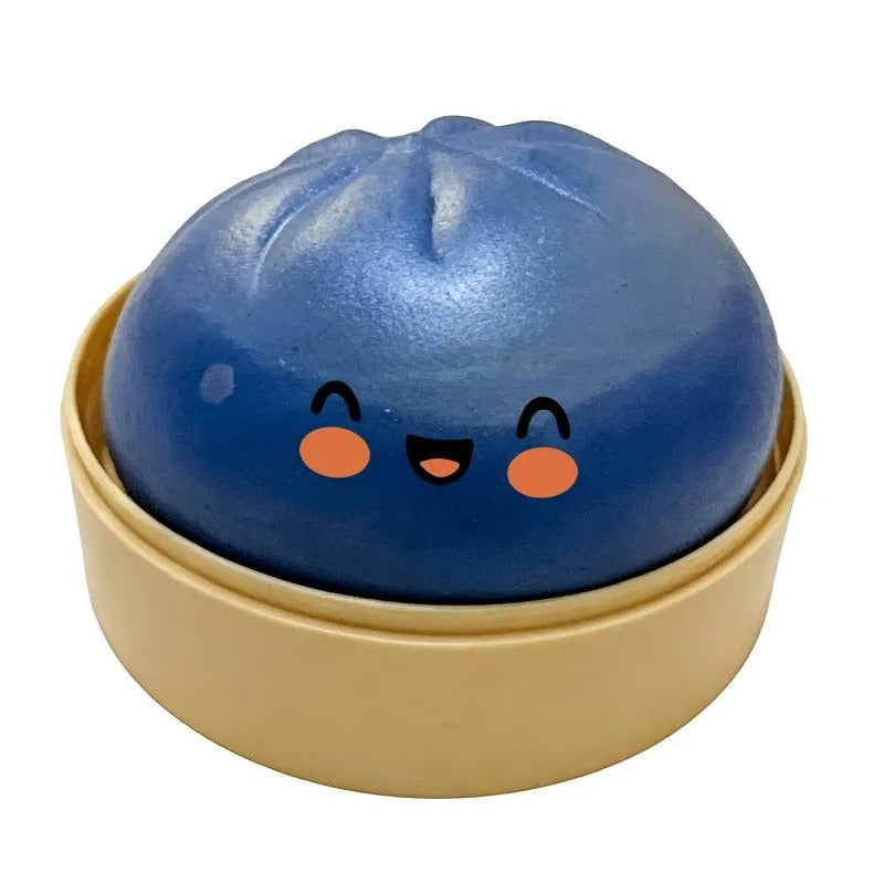 6 Colours Glitter Dumpling Squishy Set – Kawaii Slow Rising Sensory Toys with Bamboo Steamers